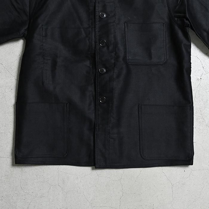 OLD BLACK MOLESKIN FRENCH WORK JACKET(DEADSTOCK/46) - 古着 OLD BLACK MOLESKIN FRENCH WORK JACKET(DEADSTOCK/46) - 古着