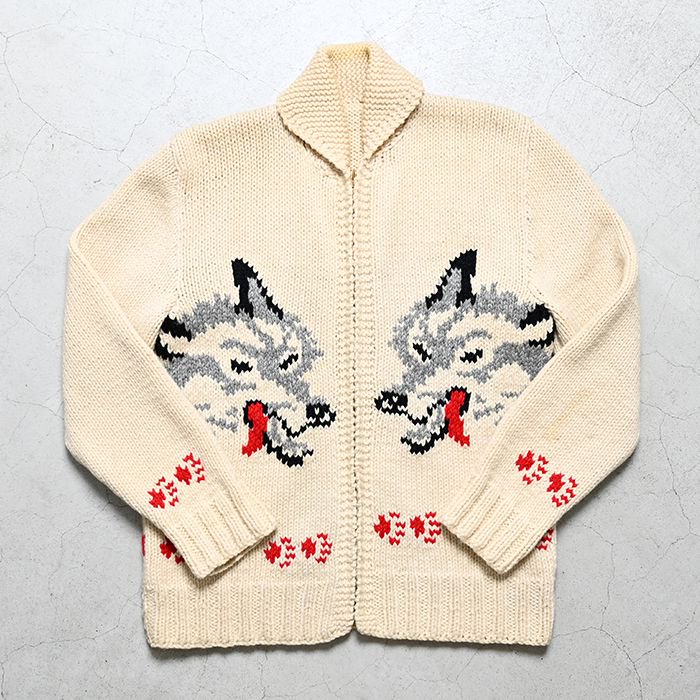 OLD ”WOLF PATTERN” COWICHAN JACKET（VERY GOOD CONDITION） - 古着屋 ｜  mushroom(マッシュルーム) ヴィンテージクロージングストア