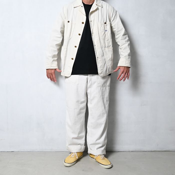 Lee 44-J WHITE COTTON COVERALL（SZ 36/HOUSE LABEL/GOOD CONDITION） - 古着屋 ｜  mushroom(マッシュルーム) ヴィンテージクロージングストア