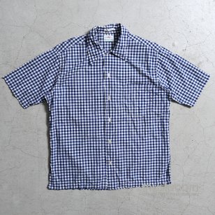 ABERCROMBIE&FITCH NVYWHT GINGHAM CHECK S/S COTTON SHIRTGOOD CONDITION