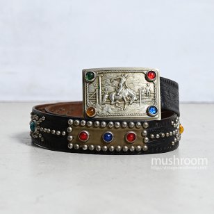 OLD STUDDED JEWEL LEATHER BELT1940'S/VERY GOOD CONDITION