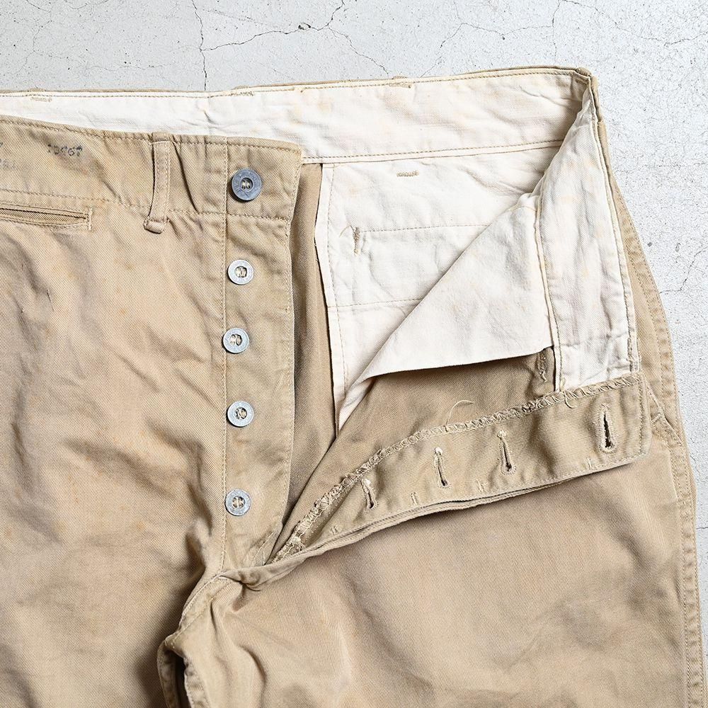 U.S.ARMY 41-KHAKI CHINO TROUSERS（METAL BUTTON） - 古着屋 ｜ mushroom(マッシュルーム)  ヴィンテージクロージングストア