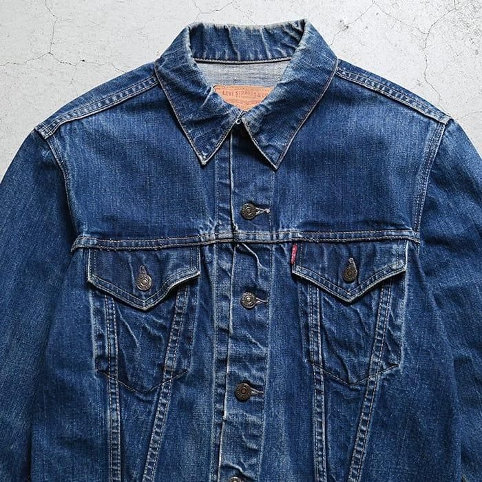 LEVI'S 557 BIGE DENIM JACKET（SZ 42/UNUSUAL DETAIL） - 古着