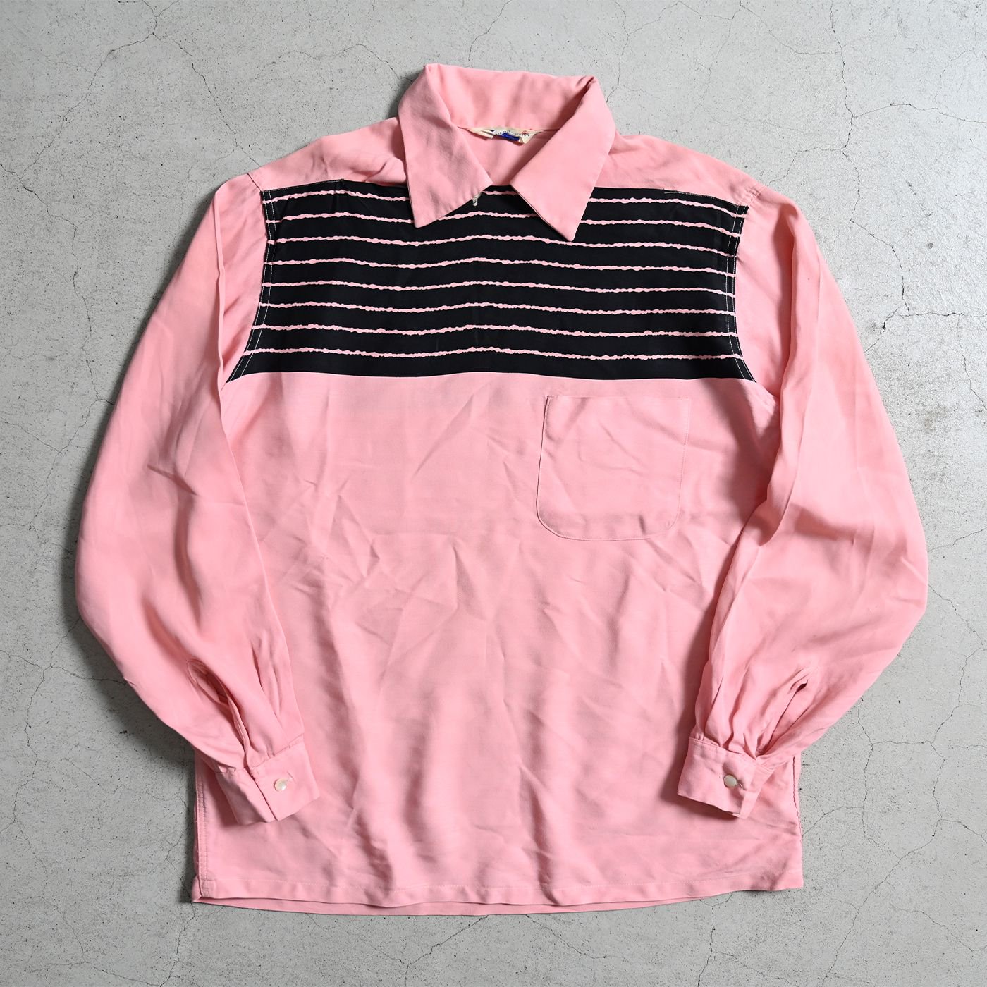 Cassino BLK×PINK L/S RAYON ROCKABILY SHIRT（GOOD CONDITION/MEDIUM