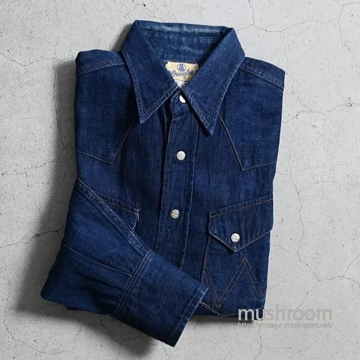 WRANGLER 27MW DENIM WESTERN SHIRT（Early Type/DARK COLOR） - 古着 