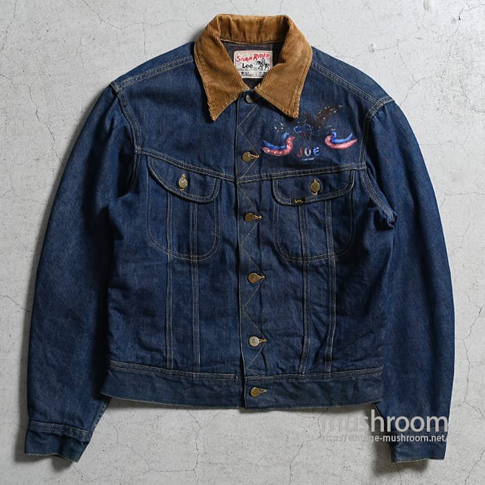 Lee 101-LJ STORM RIDER DENIM JACKET WITH HANDPAINT（DARK COLOR/SZ 38-REG） -  古着屋 ｜ mushroom(マッシュルーム)　ヴィンテージクロージングストア