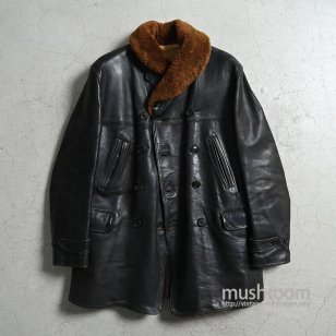 MONARCH BLACK HORSEHIDE Double-Breasted CAR COAT1930'S