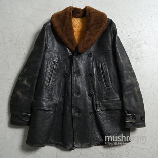 OLD BLACK HORSEHIDE Double-Breasted CAR COAT1930'S