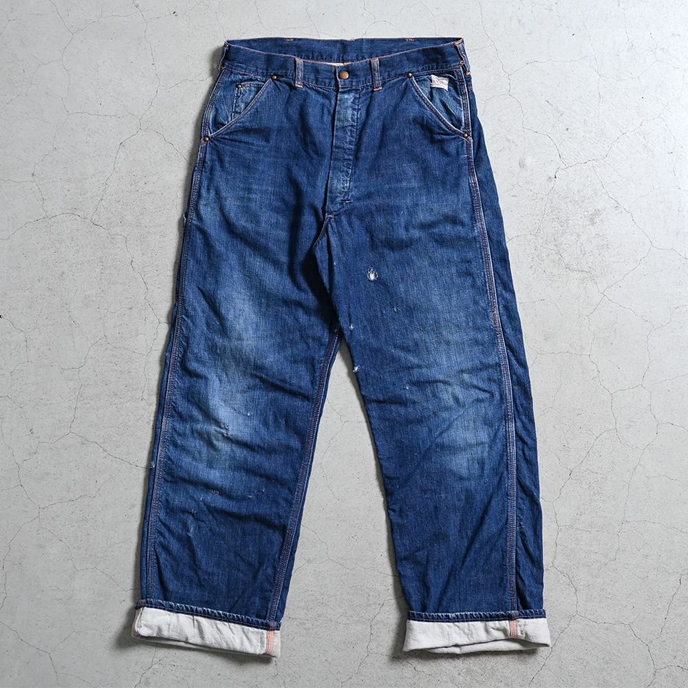 STRONG RELIABLE DENIM PAINTER PANTS WITH FLANNEL LINING - 古着屋