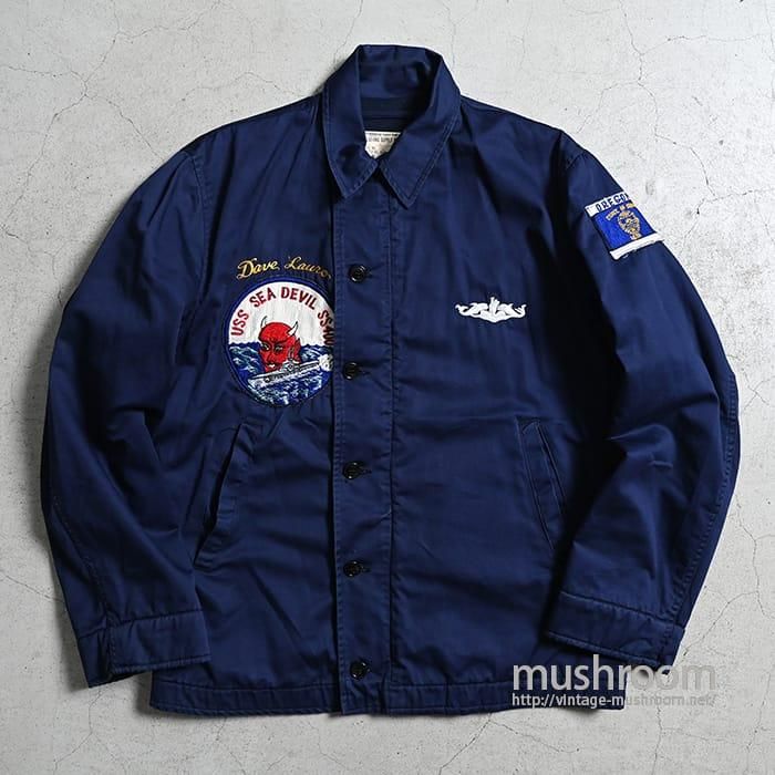 U.S.NAVY BLUE UTILITY JACKET WITH SQUADRON PATCH(DEADSTOCK U.S.NAVY BLUE UTILITY JACKET WITH SQUADRON PATCH(DEADSTOCK