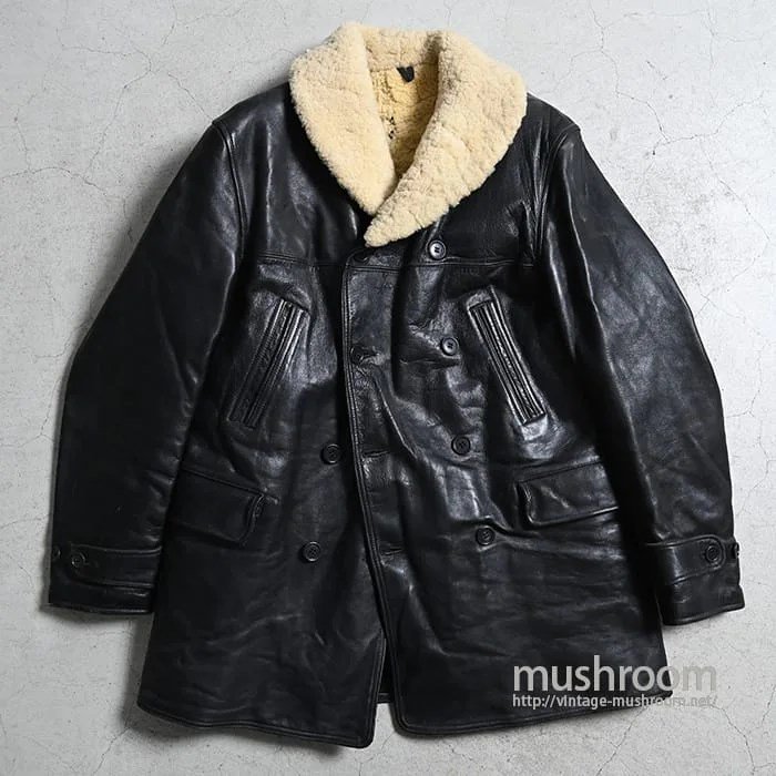 HERCULES BLACK HORSEHIDE Double-Breasted CAR COAT（1930'S） - 古着