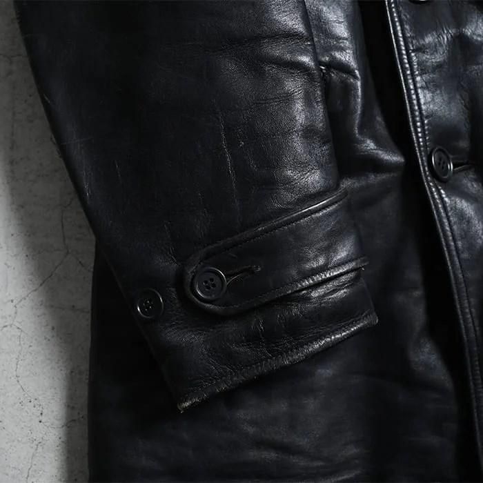 HERCULES BLACK HORSEHIDE Double-Breasted CAR COAT（1930'S） - 古着