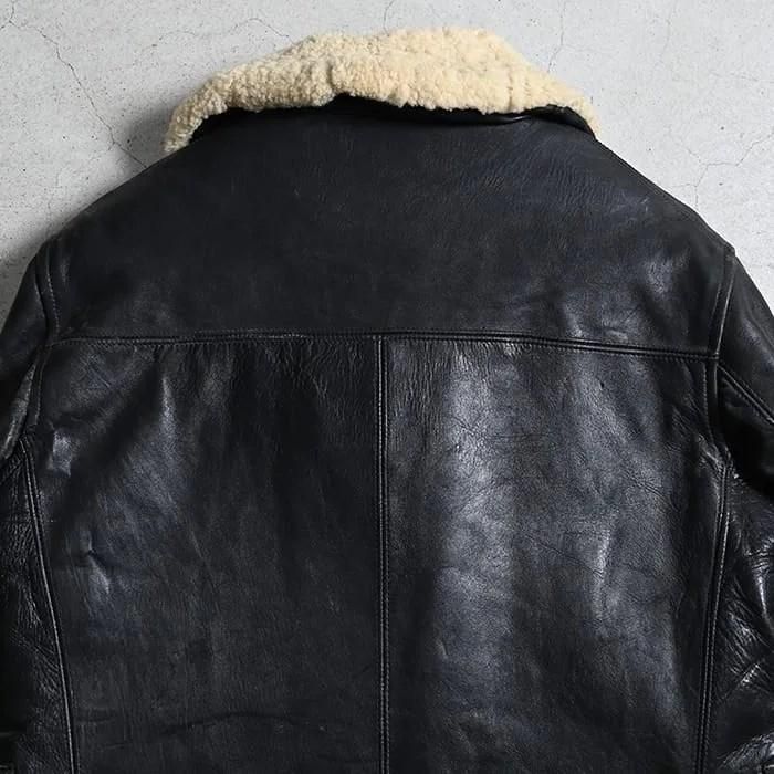 HERCULES BLACK HORSEHIDE Double-Breasted CAR COAT（1930'S） - 古着