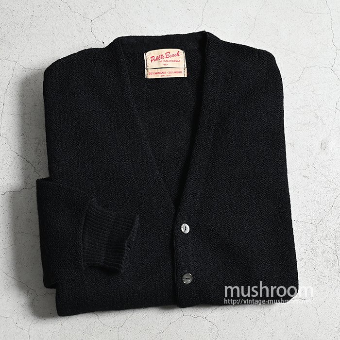 Pebble Beach of CALIFORNIA BLACK MOHAIR CARDIGAN（MEDIUM） - 古着