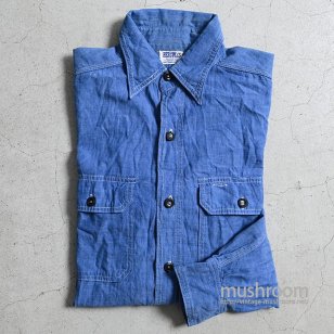 HERCULES BLUE CHAMBRAY WORK SHIRT WITH ELBOW PATCHGOOD CONDITION
