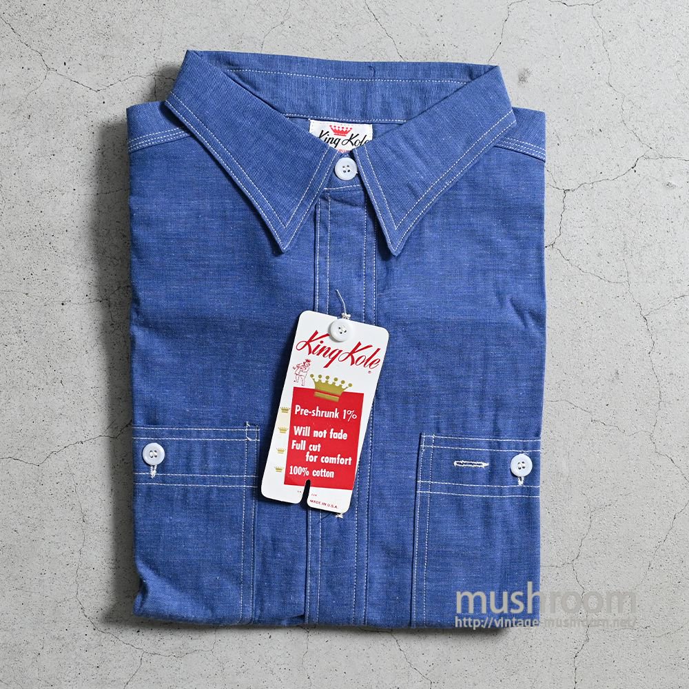 King Kole BLUE CHAMBRAY WORK SHIRT（DEADSTOCK/SZ 17） - 古着屋