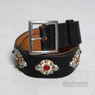 OLD STUDDED JEWEL LEATHER BELTBLACK/VERY GOOD CONDITION/30