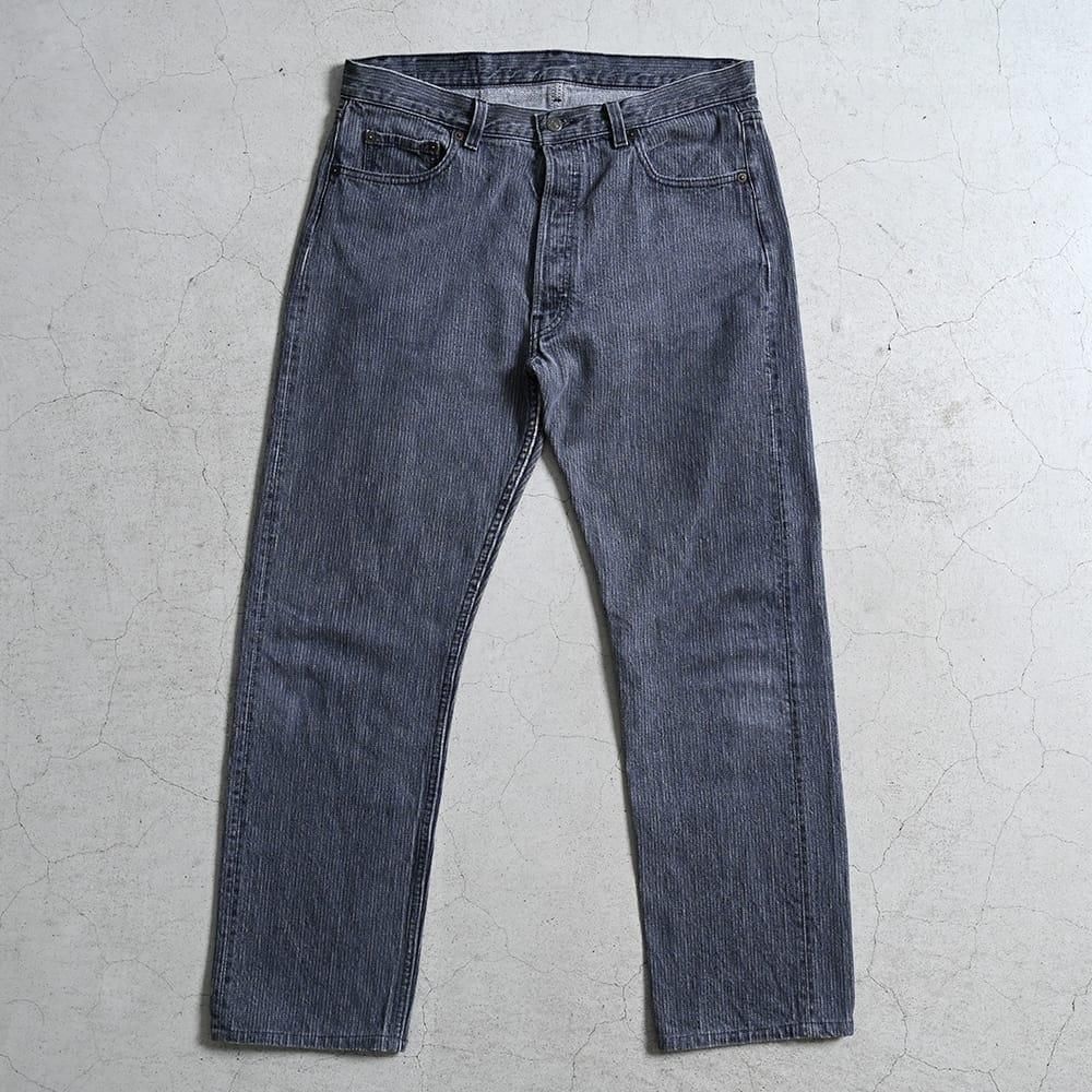 LEVI'S 501-0619 STRIPED BLACK JEANS（GOOD CONDITION/W36L30