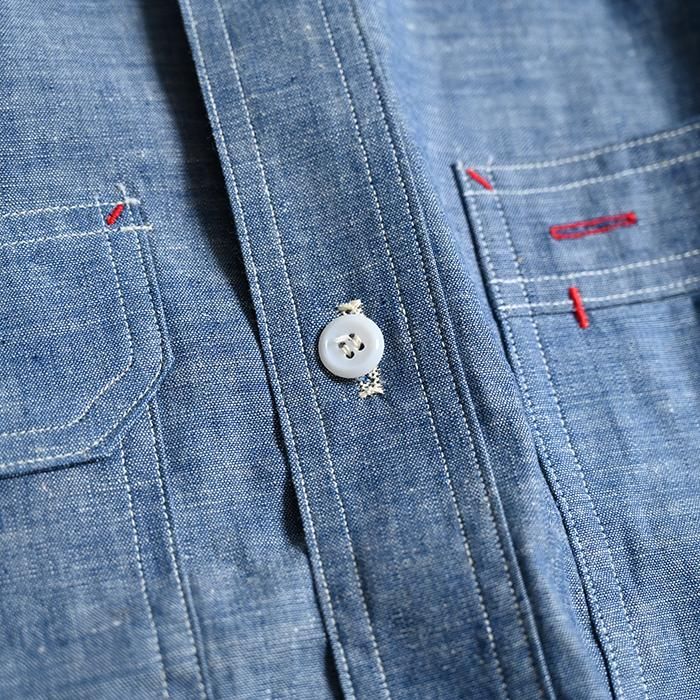 UNCLE SAM CHAMBRAY WORK SHIRT（SZ15 /UNUSUAL POCKET） - 古着