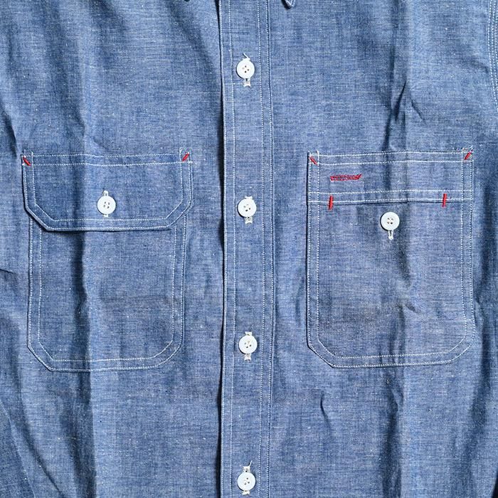 UNCLE SAM CHAMBRAY WORK SHIRT（SZ15 /UNUSUAL POCKET） - 古着