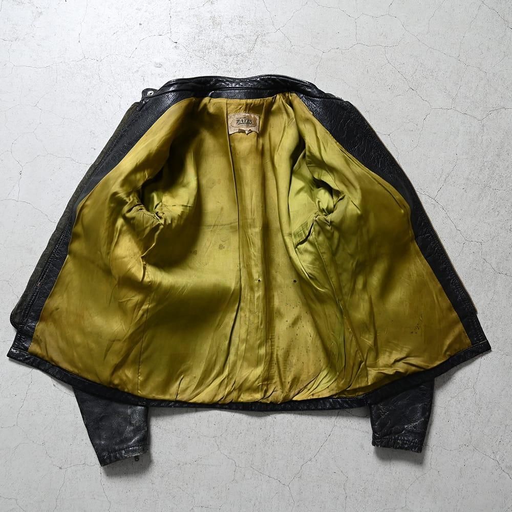 BATES CAFE RACER LEATHER JACKET（SZ 42/BLACK） - 古着屋