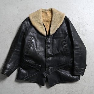 WARMSTER BLACK HORSEHIDE SINGLE-Breasted CAR COAT1930'S