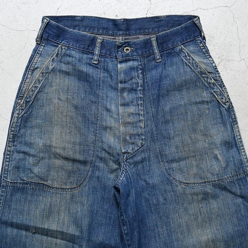 WW2 U.S.NAVY DUNGAREE DENIM TROUSERS（GOOD FADE） - 古着屋