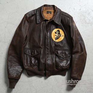 USAAF A-2 LEATHER FLIGHT JACKET WITH SQUADRON PATCH'41/by AERO LEATHER CO/SZ 42