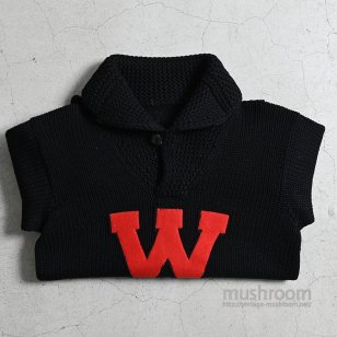OLD COLLEGE BLACK SHAWLCOLLER SWEATERGOOD CONDTION