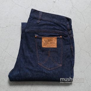BAR C FIVE POCKET JEANS WITH LETHER PACTH1940'S/NON-WASHED/MINT