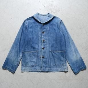 Around WW2 U.S.NAVY DANGAREE DENIM JACKETMETAL BUTTON/AMAZING SUNFADE