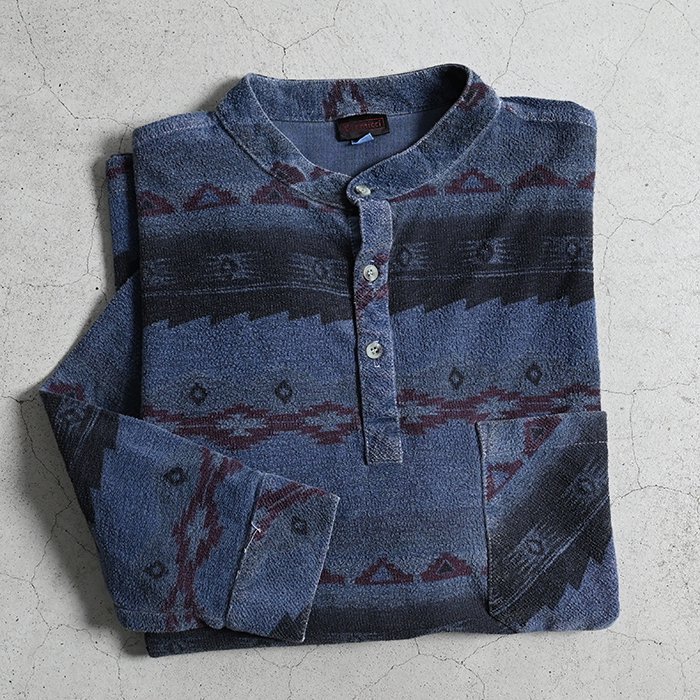 OLD GRAMICCI NATIVE PATTERN L/S HENRY-NECK SHIRT（1990'S/X-LARGE