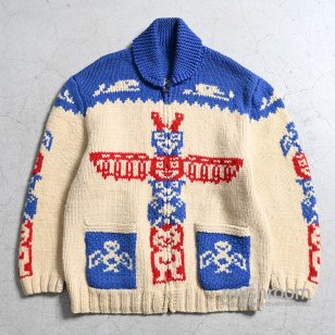 OLD TOTEM POLE PATTERN COWICHAN JACKETRARE COLOR