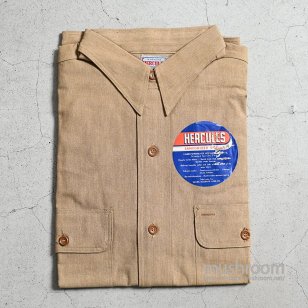 HERCULES BROWN CHAMBRAY WORK SHIRT WITH ELBOW PATCHSZ 16/DEADSTOCK