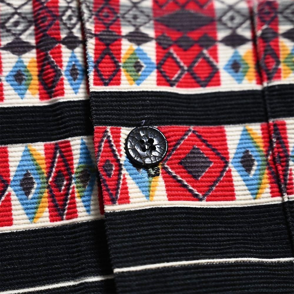 TOWNCRAFT PRINT CORDUROY SHIRT(BLACK/SMALL) - 古着屋 TOWNCRAFT PRINT CORDUROY SHIRT(BLACK/SMALL) - 古着屋