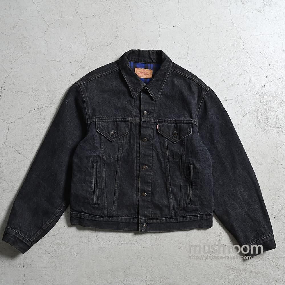LEVI'S 70411-9418 BLACK DENIM JACKET WITH BLUE FLANNEL