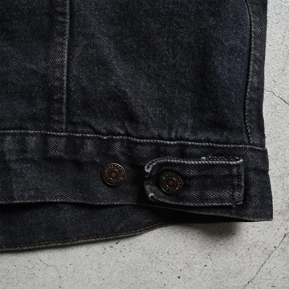 LEVI'S 70411-9418 BLACK DENIM JACKET WITH BLUE FLANNEL