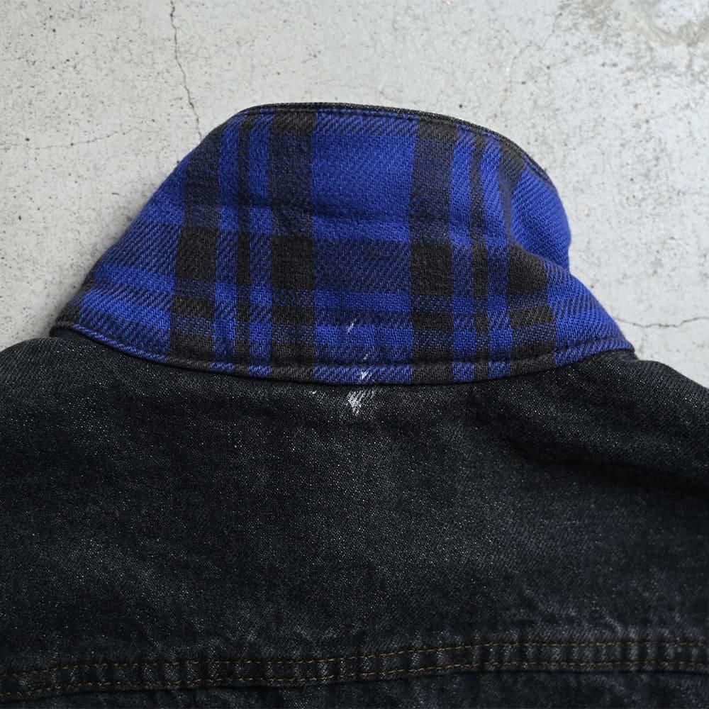 LEVI'S 70411-9418 BLACK DENIM JACKET WITH BLUE FLANNEL