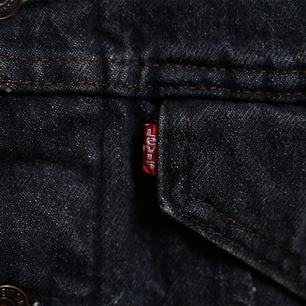 そ*ー様 Levis リーバイス 80s 70411 9418 ブラック トラッ LEVI'S 70411-9418 BLACK DENIM JACKET WITH BLUE FLANNEL