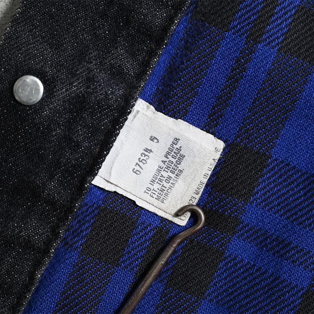 LEVI'S 70411-9418 BLACK DENIM JACKET WITH BLUE FLANNEL