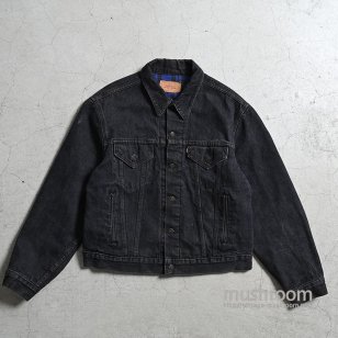 LEVI'S 70411-9418 BLACK DENIM JACKET WITH BLUE FLANNEL LININGGOOD CONDITION/X-LARGE