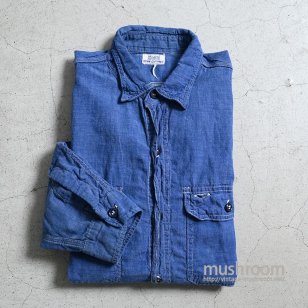 SEARS BLUE CHAMBRAY WORK SHIRT WITH ELBOW PATCHGOOD CONDITION 