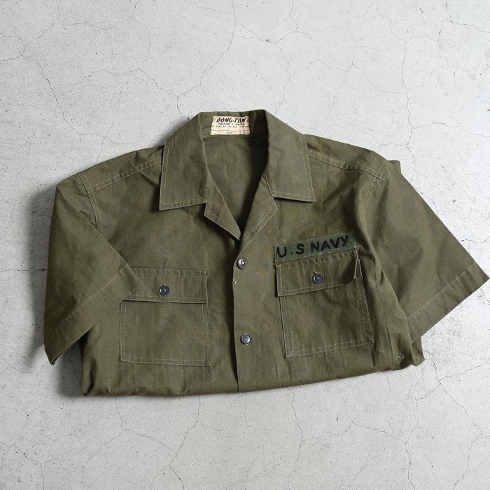 VIET-NAM (U.S.NAVY) S/S UTILITY SHIRT WITH PATCHTAILOR MADE/ALMOST DEADSTOCK