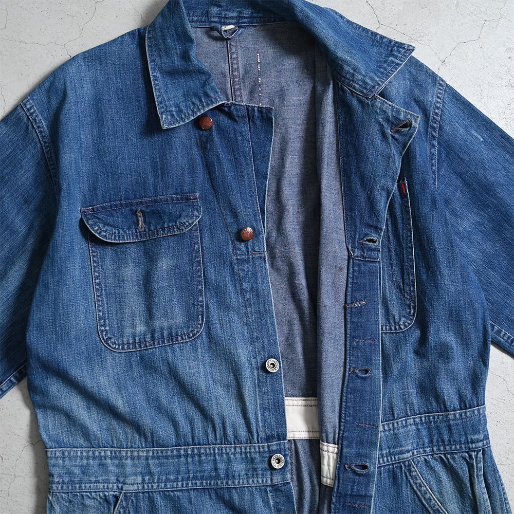 MW PIONEER DENIM ALL-IN-ONE（1940'S/SZ 44/GOOD INDIGO） - 古着屋 ｜  mushroom(マッシュルーム)　ヴィンテージクロージングストア