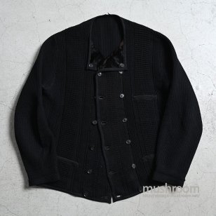 ANTIQUE FRENCH BLACK KNIT DOUBLE-BREASTED JACKET