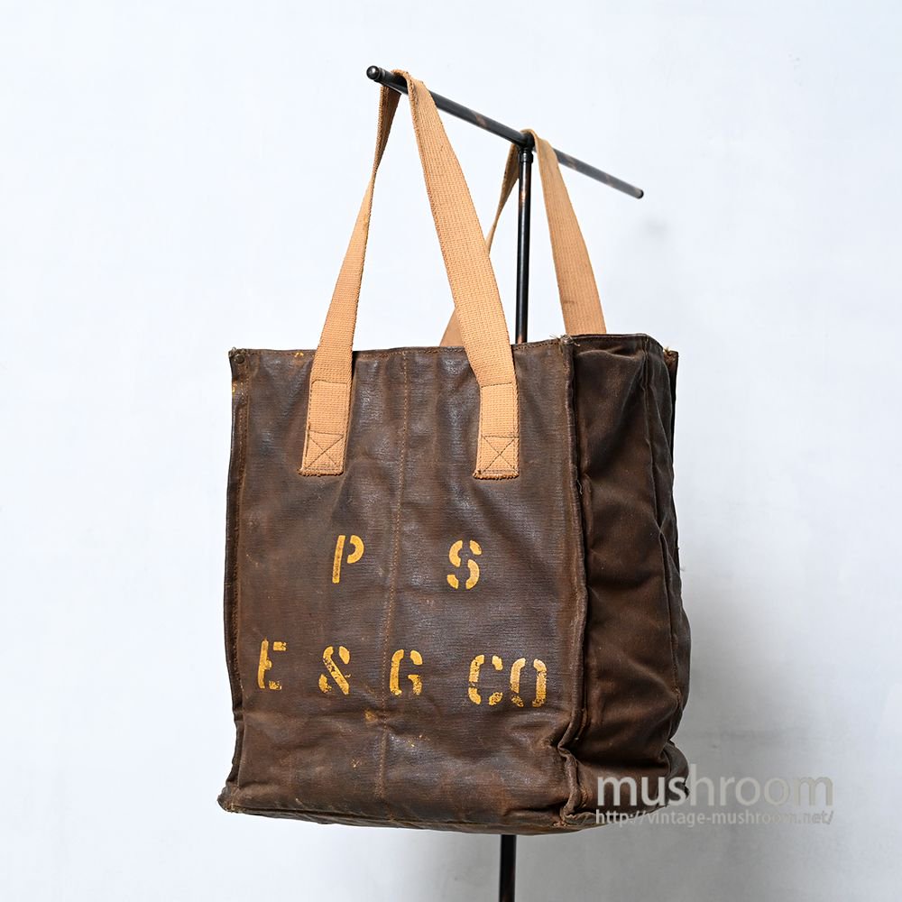 PSE&G CO OILED CANVAS BAG（1940'S/GOOD CONDITION） - 古着屋 ｜ mushroom(マッシュルーム)  ヴィンテージクロージングストア