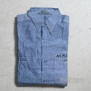 U.S.NAVY CHAMBRAY SHIRT WITH STENCIL'60/DEADSTOCK/SZ 14