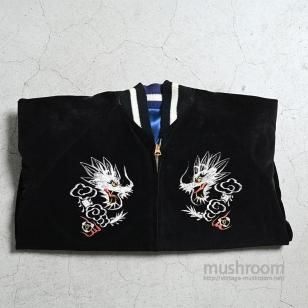 JAPAN BLK CORDUROY SOUVENIR JACKETUNUSUAL FABRIC/DEADSTOCK