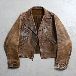 OLD AVIATOR STYLED BROWN LEATHER SPORTS JACKETD-POCKET/AMAZING AGING
