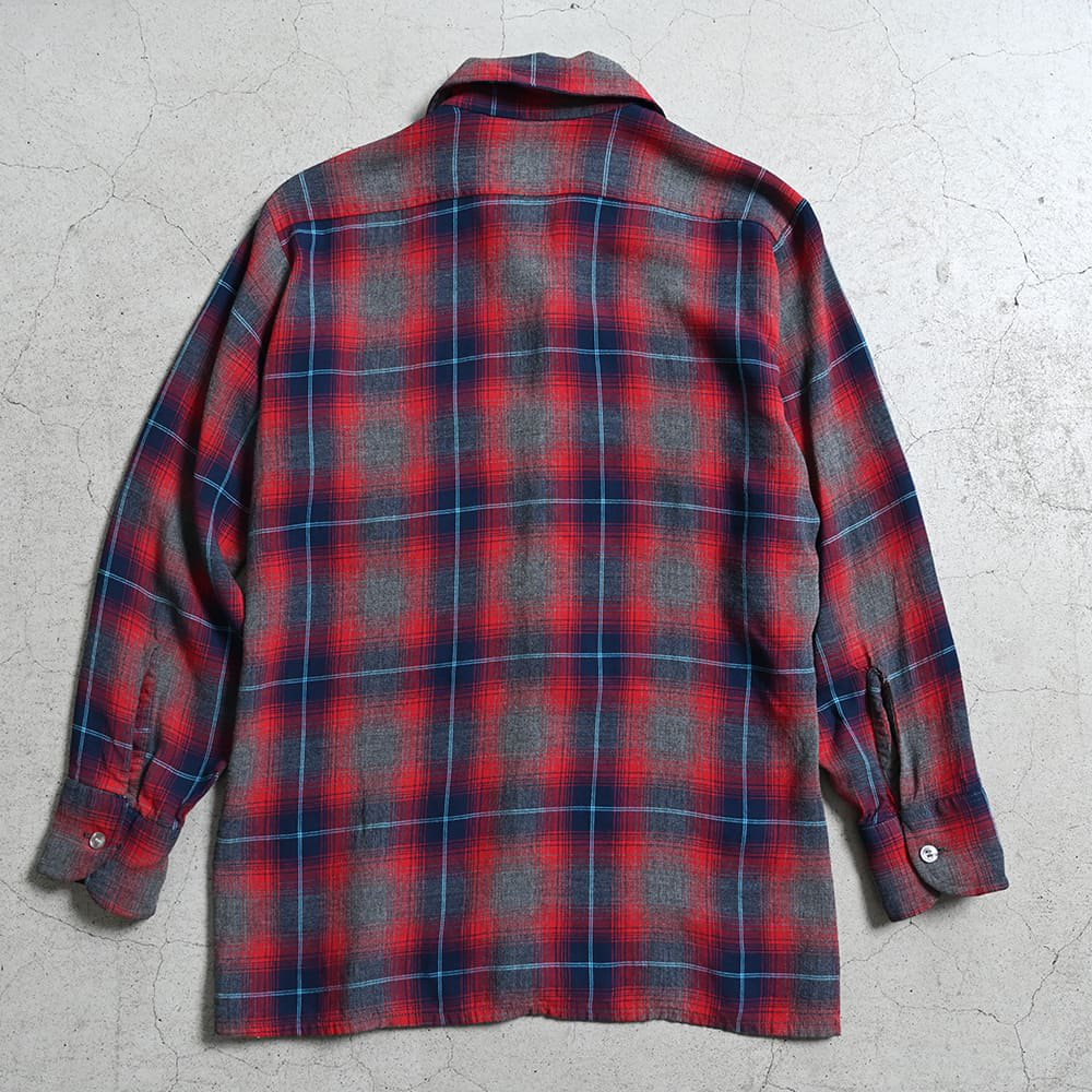 ARROW SHADOW PLAID L/S RAYON SHIRT（SMALL/GOOD CONDITION） - 古着屋 ｜  mushroom(マッシュルーム)　ヴィンテージクロージングストア